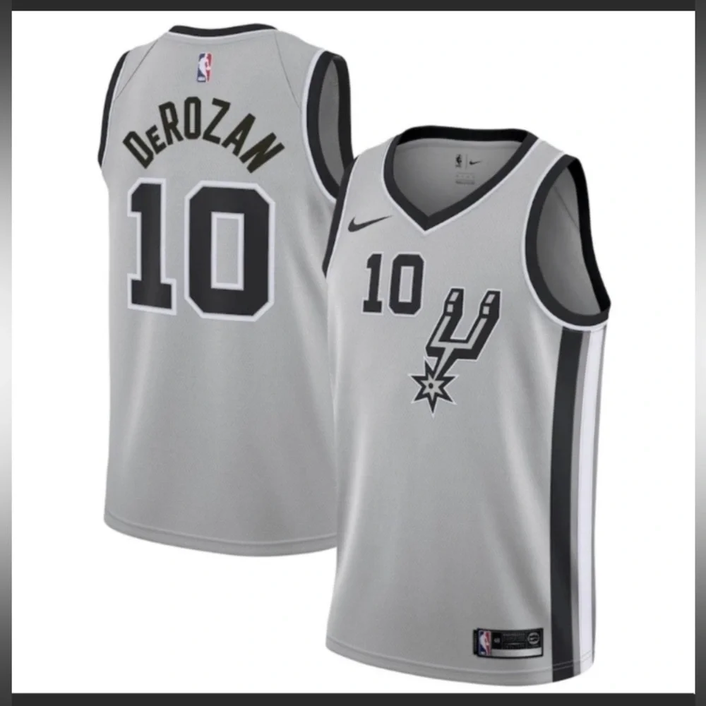 DeRozan 10 Basketball Jersey Nike Sport Sleeveless Tank Shirt Gray Black Mens XL